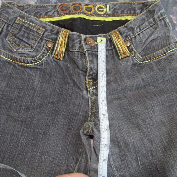 Coogi Vintage Embroidered Distressed Straight Leg Jeans Low Rise Blue Womens 3/4 - Picture 8 of 8